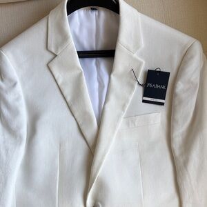 Jos A Bank Modern Slim White Blazer Linen Cotton Blend 40R